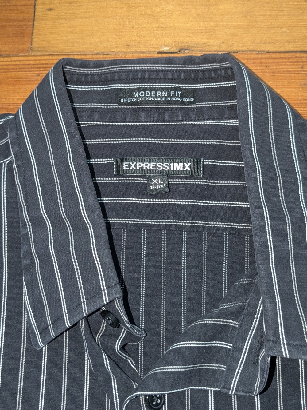 EXPRESS 1MX -  SIZE XL -  MODERN FIT - PINSTRIPE SHIRT - Picture 8 of 12